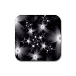 Black And White Floral Fractal Rubber Coaster (Square)  Front