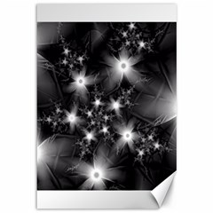 Black And White Floral Fractal Canvas 12  X 18  by Wegoenart