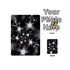 Black And White Floral Fractal Playing Cards 54 (mini) by Wegoenart