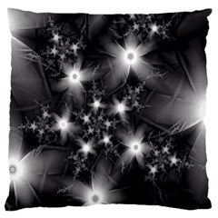 Black And White Floral Fractal Large Cushion Case (one Side) by Wegoenart