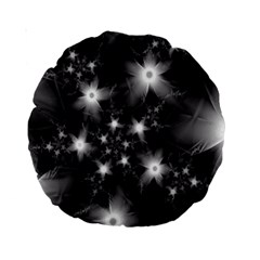 Black And White Floral Fractal Standard 15  Premium Round Cushions by Wegoenart