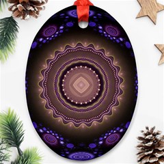 Fractal Neon Blue Energy Fantasy Ornament (oval) by Wegoenart