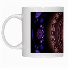 Fractal Neon Blue Energy Fantasy White Mugs by Wegoenart