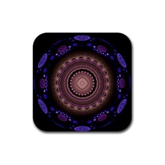 Fractal Neon Blue Energy Fantasy Rubber Coaster (square)  by Wegoenart