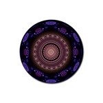 Fractal Neon Blue Energy Fantasy Rubber Coaster (Round)  Front