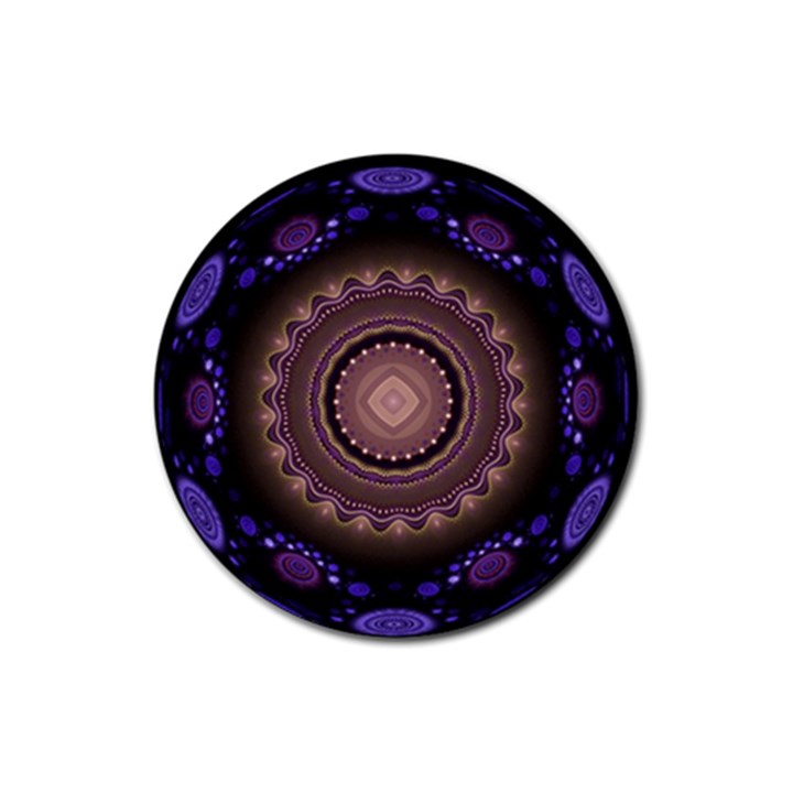 Fractal Neon Blue Energy Fantasy Rubber Coaster (Round) 