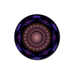 Fractal Neon Blue Energy Fantasy Rubber Round Coaster (4 Pack)  by Wegoenart