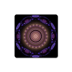 Fractal Neon Blue Energy Fantasy Square Magnet by Wegoenart