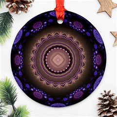 Fractal Neon Blue Energy Fantasy Round Ornament (two Sides) by Wegoenart