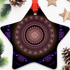 Fractal Neon Blue Energy Fantasy Star Ornament (two Sides) by Wegoenart