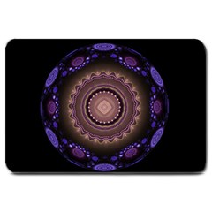 Fractal Neon Blue Energy Fantasy Large Doormat  by Wegoenart