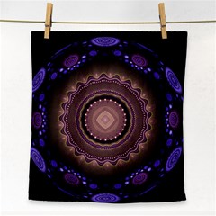 Fractal Neon Blue Energy Fantasy Face Towel by Wegoenart