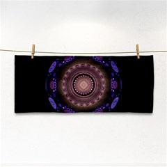 Fractal Neon Blue Energy Fantasy Hand Towel by Wegoenart