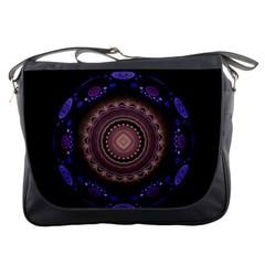 Fractal Neon Blue Energy Fantasy Messenger Bag by Wegoenart