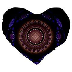 Fractal Neon Blue Energy Fantasy Large 19  Premium Heart Shape Cushions by Wegoenart