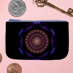 Fractal Neon Blue Energy Fantasy Large Coin Purse by Wegoenart