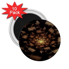 Fractal Flower Floral Bloom Brown 2 25  Magnets (10 Pack)  by Wegoenart