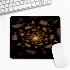 Fractal Flower Floral Bloom Brown Large Mousepads by Wegoenart