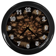 Fractal Flower Floral Bloom Brown Wall Clock (black) by Wegoenart