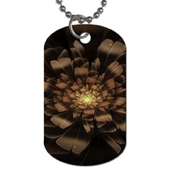 Fractal Flower Floral Bloom Brown Dog Tag (one Side) by Wegoenart