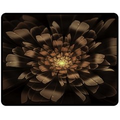 Fractal Flower Floral Bloom Brown Fleece Blanket (medium)  by Wegoenart