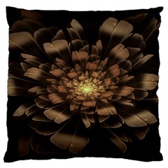 Fractal Flower Floral Bloom Brown Large Cushion Case (one Side) by Wegoenart