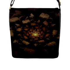 Fractal Flower Floral Bloom Brown Flap Closure Messenger Bag (l) by Wegoenart