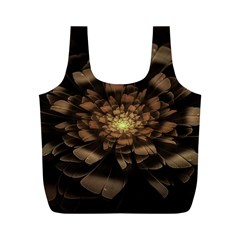 Fractal Flower Floral Bloom Brown Full Print Recycle Bag (m) by Wegoenart