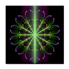 Fractal Purple Lime Pattern Tile Coasters by Wegoenart