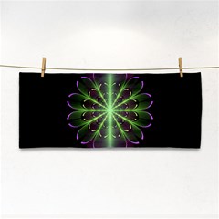 Fractal Purple Lime Pattern Hand Towel by Wegoenart