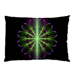 Fractal Purple Lime Pattern Pillow Case by Wegoenart