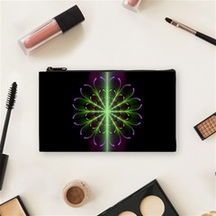 Fractal Purple Lime Pattern Cosmetic Bag (small) by Wegoenart