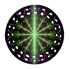 Fractal Purple Lime Pattern Ornament (round Filigree)