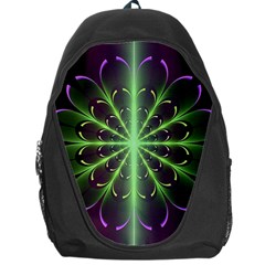 Fractal Purple Lime Pattern Backpack Bag by Wegoenart