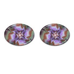 Fractal Rainbow Colorful Pattern Cufflinks (Oval)