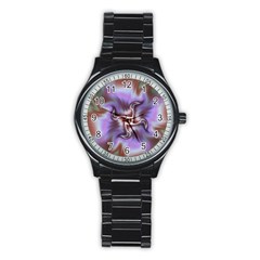 Fractal Rainbow Colorful Pattern Stainless Steel Round Watch by Wegoenart