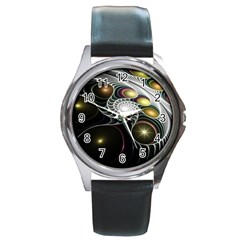 Fractal Bulbs Fantasy Curve Round Metal Watch by Wegoenart