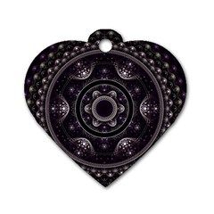 Fractal Mandala Circles Purple Dog Tag Heart (two Sides) by Wegoenart