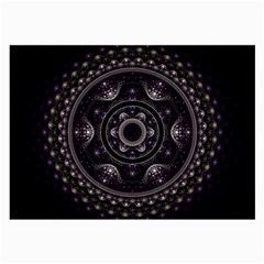 Fractal Mandala Circles Purple Large Glasses Cloth (2-side) by Wegoenart