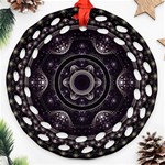 Fractal Mandala Circles Purple Round Filigree Ornament (Two Sides) Front