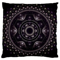 Fractal Mandala Circles Purple Large Flano Cushion Case (two Sides) by Wegoenart