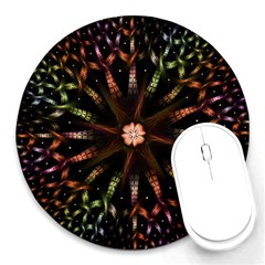 Fractal Colorful Pattern Texture Round Mousepads by Wegoenart