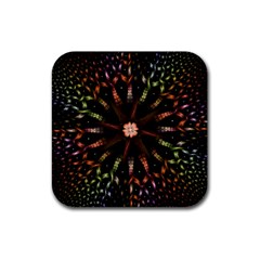 Fractal Colorful Pattern Texture Rubber Square Coaster (4 Pack)  by Wegoenart