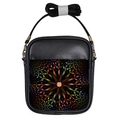 Fractal Colorful Pattern Texture Girls Sling Bag by Wegoenart