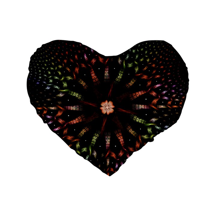 Fractal Colorful Pattern Texture Standard 16  Premium Heart Shape Cushions