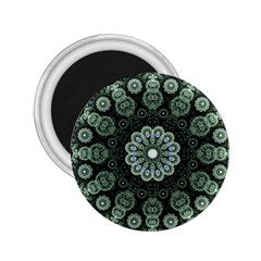 Fractal Green Lace Pattern Circle 2 25  Magnets by Wegoenart