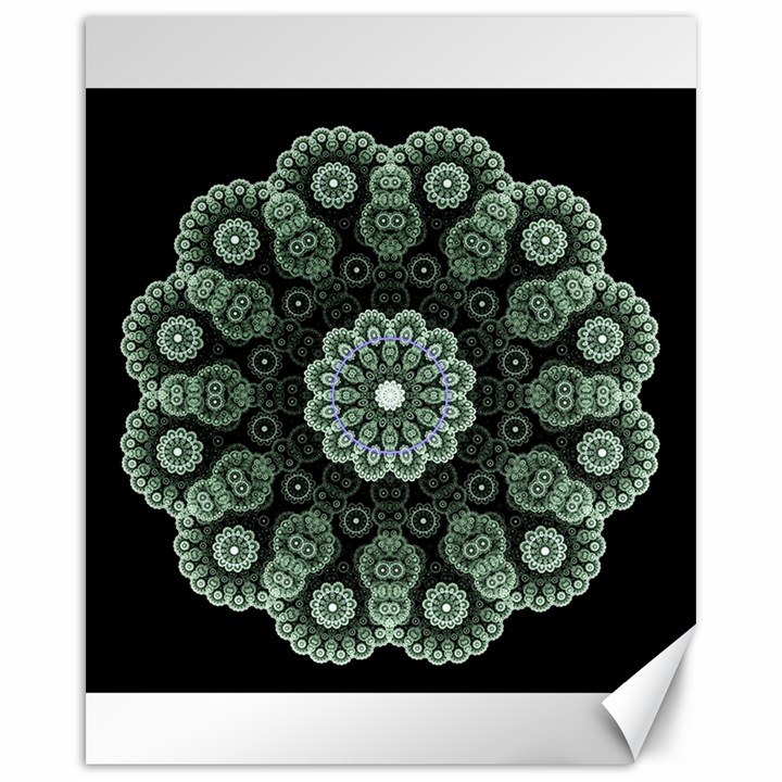 Fractal Green Lace Pattern Circle Canvas 16  x 20 