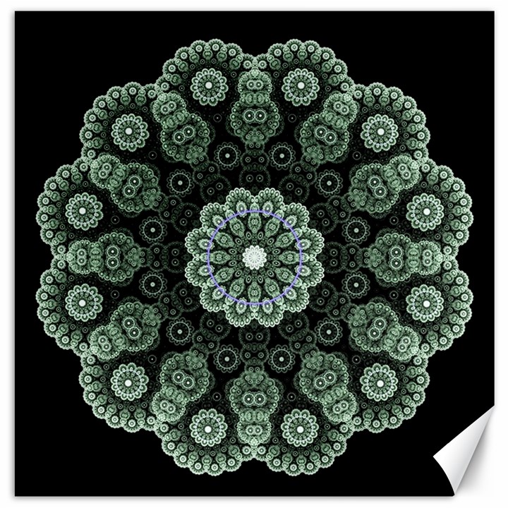 Fractal Green Lace Pattern Circle Canvas 20  x 20 