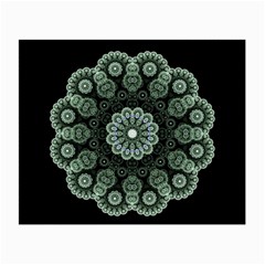 Fractal Green Lace Pattern Circle Small Glasses Cloth (2-side) by Wegoenart