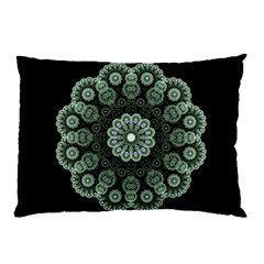 Fractal Green Lace Pattern Circle Pillow Case by Wegoenart